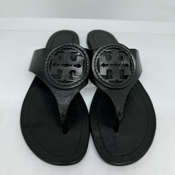 Tory Burch Black Leather Sandals - Picture 1 of 13